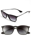 Ray Ban Youngster 54mm Square Keyhole Sunglasses In Tortoise/ Blue Solid