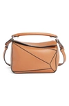 Loewe Mini Puzzle Leather Shoulder Bag In Tan