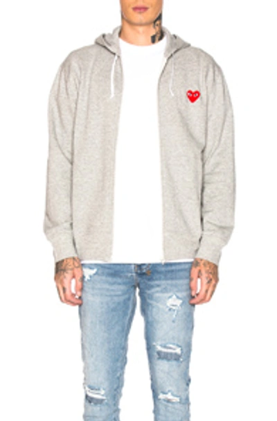 Comme Des Garçons Play Full Zip Hoodie In Grey