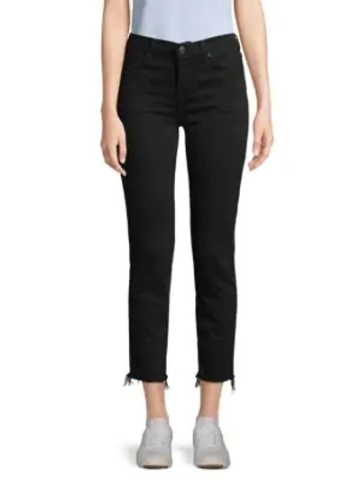 7 For All Mankind Roxanne Frayed Hem Ankle Jeans In Night Black