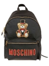 MOSCHINO BEAR PATCH STUDDED LOGO BACKPACK,10780112