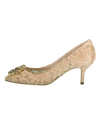 Dolce & Gabbana Rainbow Lace 60mm Brooch-detail Pumps In Gold