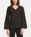 DKNY BELL-SLEEVE V-NECK TOP