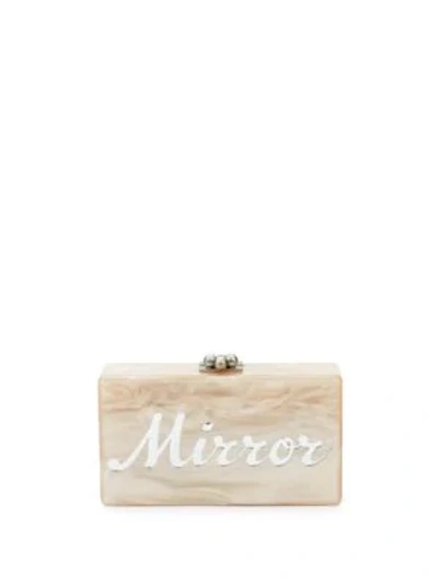 Edie Parker Jean Mirror Mirror Marbled Box Clutch In Nude Pearl