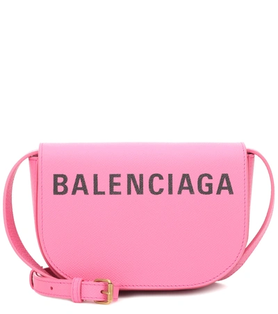Balenciaga Ville Day Xs Aj Printed Textured-leather Shoulder Bag In Pink/black