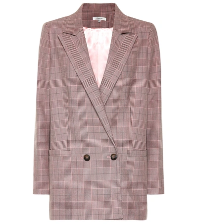 Ganni Check Double-breasted Stretch-twill Blazer In Silver Pink