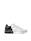 Dolce & Gabbana Dolce And Gabbana White Patent Trim Portofino Sneakers In White/black