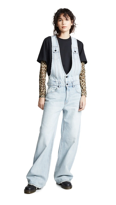 Alexander Wang Deconstructed Overalls In Light Blue Indigo