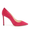 Jimmy Choo Romy 100 Raspberry Suede Pointy Toe Pumps