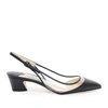 JIMMY CHOO GEMMA 40 Black Nappa and Clear Plexi Sling Back Pumps,GEMMA40AEX S