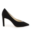 JIMMY CHOO BAKER 85 Black Suede Pointed Toe Pumps with Plexi Insert,BAKER85UXS S