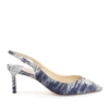 JIMMY CHOO ERIN 60 Stone Blue Denim Jacquard Slingback Pumps,ERIN60DJQ S