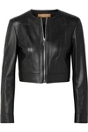 MICHAEL KORS CROPPED LEATHER JACKET