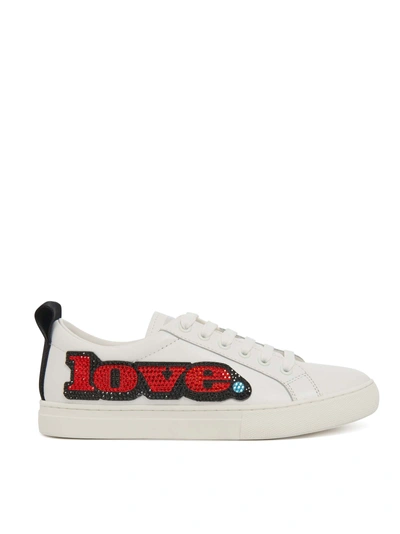 Marc Jacobs Empire Appliquéd Leather And Grosgrain Trainers In White Multi