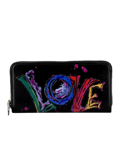Christian Louboutin Love Printed Leather Wallet In Black