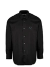 Comme Des Garçons Play Small Black Emblem Cotton Button Down In Black