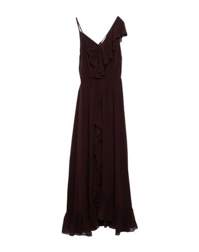 Mes Demoiselles Ruffled Silk Georgette Long Dress In Purple