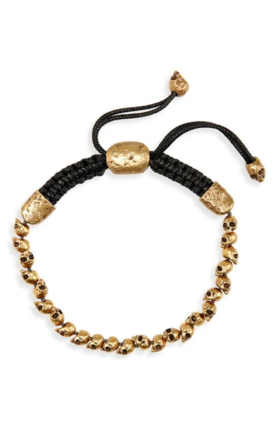 John Varvatos Brass Skulls & Daggers Bead & Leather Cord Bracelet In Brown/black