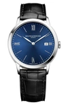 Baume & Mercier Classima Leather Strap Watch, 40mm In Blue/ Black