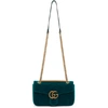 GUCCI BLUE VELVET SMALL GG MARMONT BAG