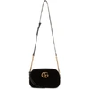 Gucci Gg Marmont Small Leather-trimmed Quilted Velvet Shoulder Bag In Black