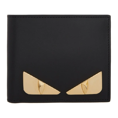 Fendi Bag Bugs Bifold Wallet In Black,gold