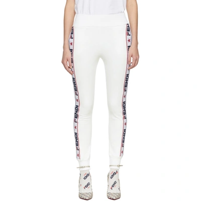 Fendi Appliquéd Cotton-blend Jersey Track Trousers In White