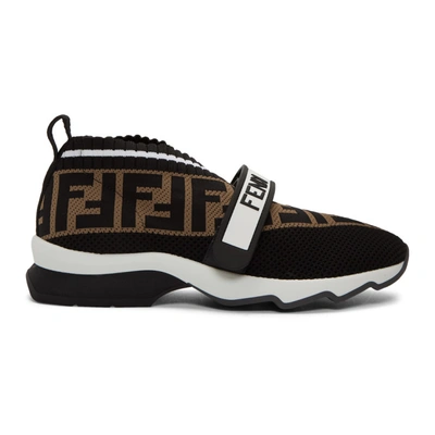 Fendi White, Brown And Black Rockoko Runner Sneakers - 黑色 In Brown,black,white