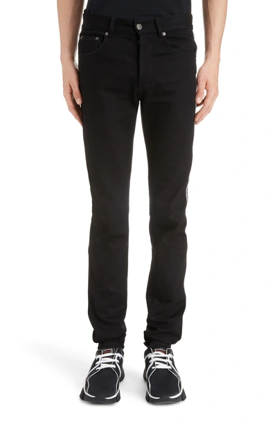 Givenchy Slim Fit Denim Pants W/ Logo Bands In Black