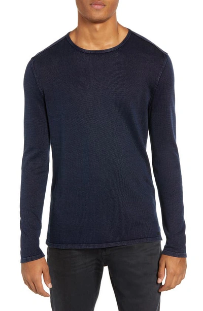 John Varvatos Walter Long Sleeve Acid Wash Crewneck T-shirt In Deep Blue