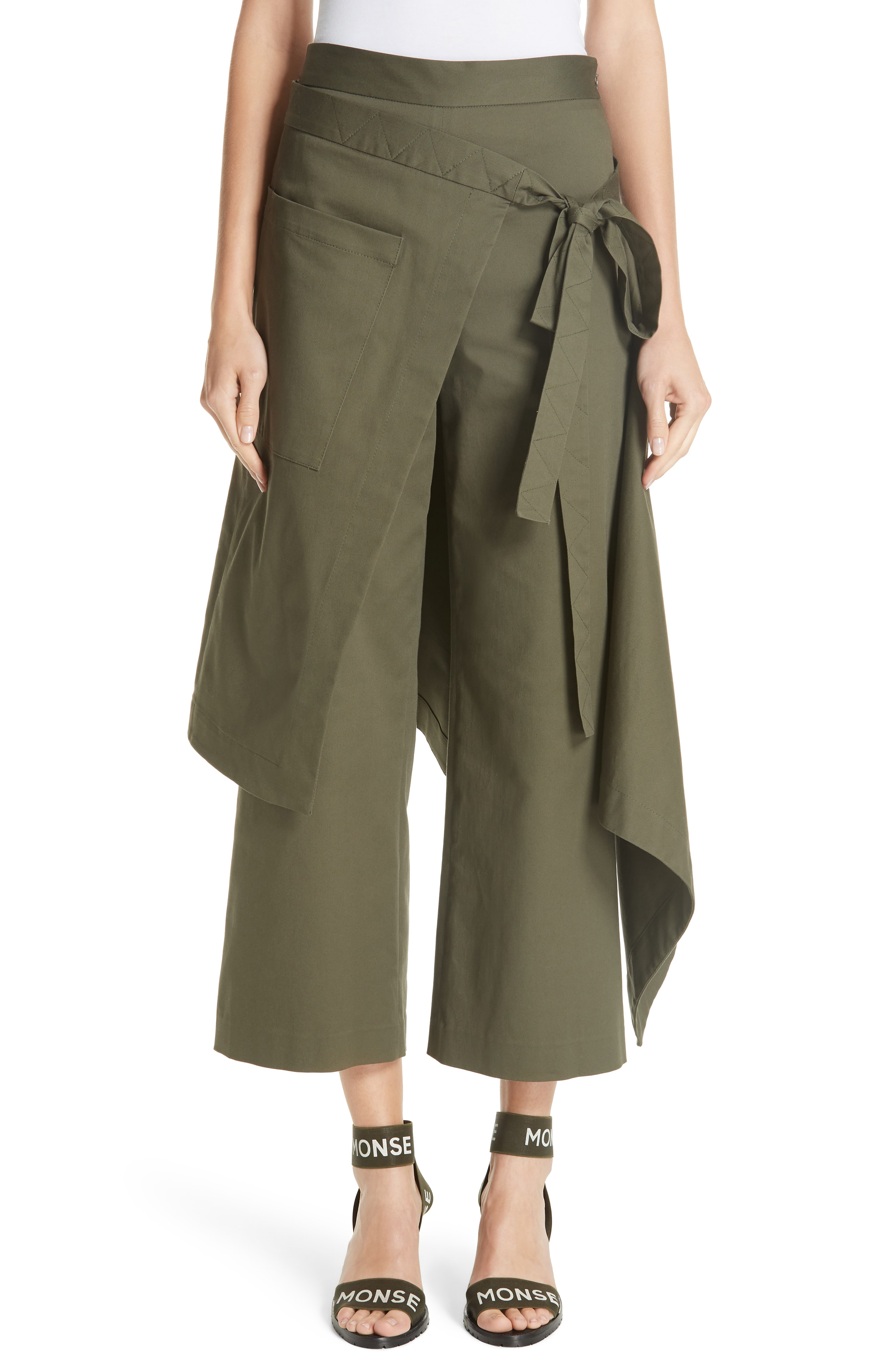 Monse Cotton Twill Apron Pants In Green Modesens