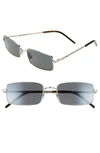 SAINT LAURENT 56MM RECTANGLE SUNGLASSES - SILVER/ GREY,SL 252003