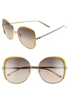 GUCCI 58MM GRADIENT SUNGLASSES - GOLD/ PINK/ GREY GRADIENT,GG0400S005