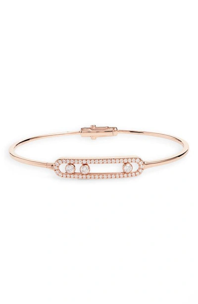 Messika Move Pave 18k Pink Gold Thin Bangle In Rose Gold