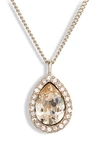 GIVENCHY PAVE PEAR PENDANT NECKLACE,60506443