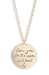 ESTELLA BARTLETT LOVE YOU TO THE MOON AND BACK PENDANT NECKLACE,EB3305