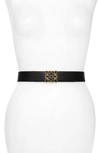 Loewe Anagram-buckle Reversible Leather Belt In Black/ Gold/ Navy