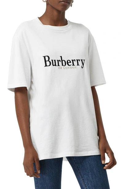Burberry Embroidered Cotton-jersey T-shirt In White/black
