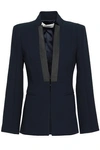 AMANDA WAKELEY AMANDA WAKELEY WOMAN GROSGRAIN-TRIMMED CREPE BLAZER NAVY,3074457345619884993