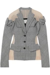 ANTONIO BERARDI TULLE-PANELED CHECKED WOOL, LINEN AND SILK-BLEND BLAZER,3074457345619741413