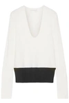 NARCISO RODRIGUEZ NARCISO RODRIGUEZ WOMAN TWO-TONE WOOL AND CASHMERE-BLEND jumper OFF-WHITE,3074457345619848658