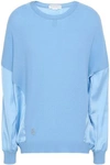 AMANDA WAKELEY AMANDA WAKELEY WOMAN SATIN-PANELED CASHMERE AND WOOL-BEND TOP SKY BLUE,3074457345619862363