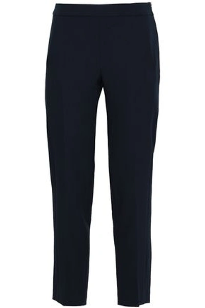 Amanda Wakeley Stretch-crepe Tapered Trousers In Midnight Blue