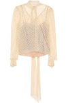 MILLY MILLY WOMAN SWISS-DOT TULLE BLOUSE BEIGE,3074457345619728218