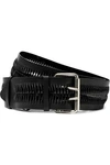 ANN DEMEULEMEESTER ANN DEMEULEMEESTER WOMAN LASER-CUT TEXTURED-LEATHER BELT BLACK,3074457345619852257