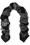 MCQ BY ALEXANDER MCQUEEN MCQ ALEXANDER MCQUEEN WOMAN PRINTED MODAL-TWILL SCARF BLACK,3074457345619728661