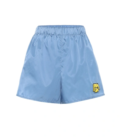 Prada Logo-patch Nylon Shorts In Pervinca