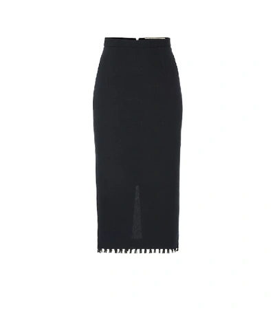 Roland Mouret Arreton High-rise Wool-crepe Pencil Skirt In Navy