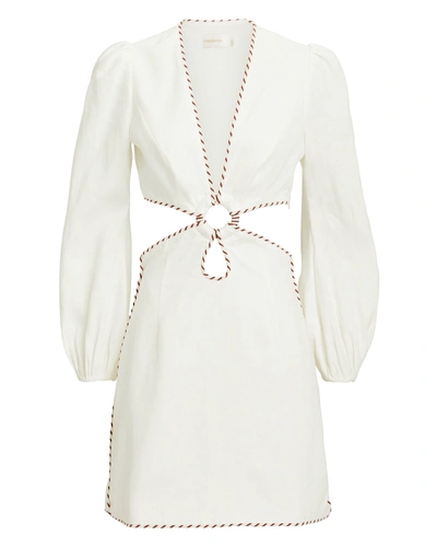 Zimmermann Corsage Braid Mini Dress In White