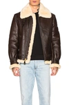 Schott B-3 Sheepskin Leather Bomber Jacket In Brown